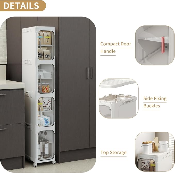 2-Tier Narrow Storage Cabinet, Slim Bathroom Storage Cabinet - Image 5