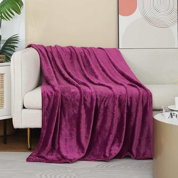 Purple Fleece Plush Throw Blanket 60"x80"for Couch Sofa Fuzzy Cozy Flannel | by JIAHANNHA