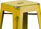 Flash Furniture Kai Commercial Grade 30" High Backless Distressed Yellow Metal - Image 7