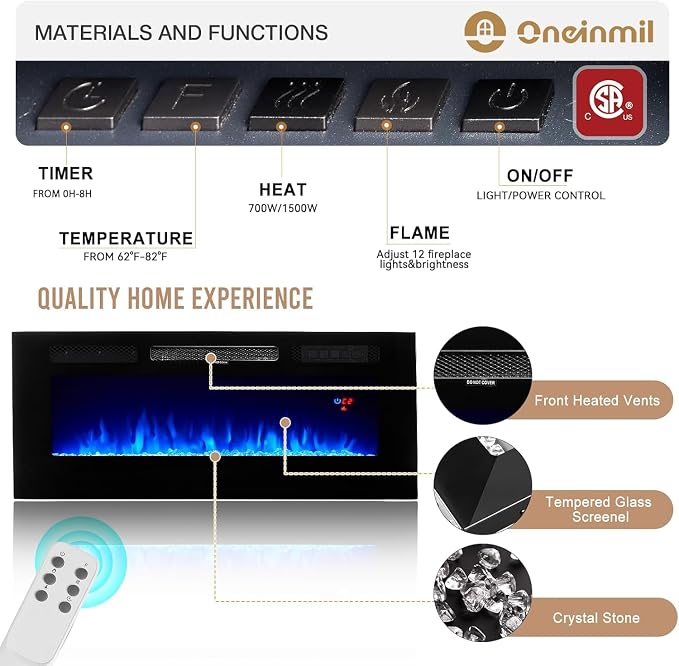 oneinmil 70" Fireplace TV Stand - Image 6