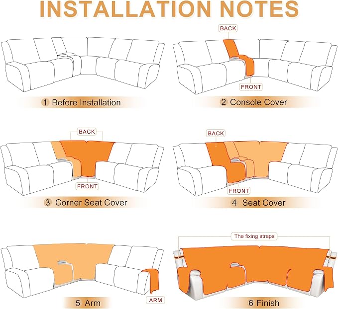 HDCAXKJ 100% Waterproof Reclining Sectional Couch Covers L Shape Recliner Sofa - Image 6
