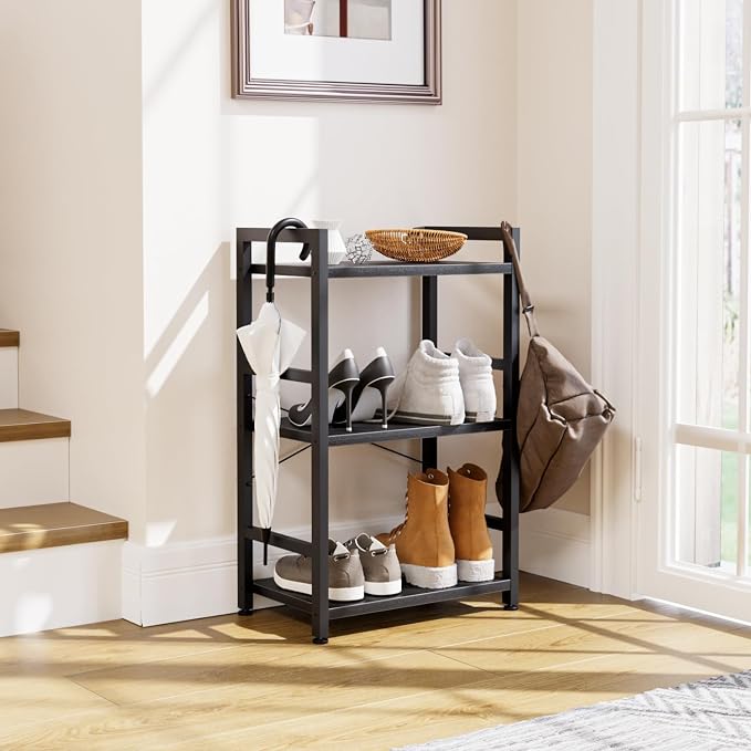 NUMENN 3 Tier Slim Bookshelf, Bookcase Shelf Storage Organizer, Modern Book - Image 4