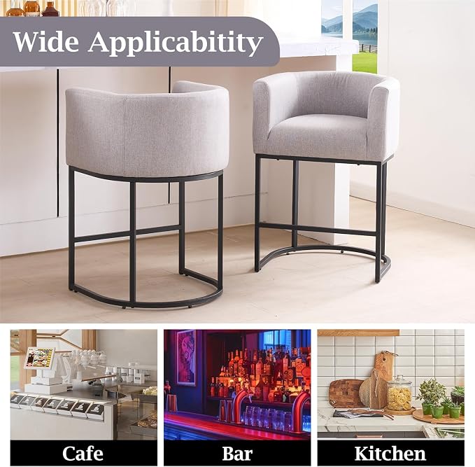 ClinQ 26" H Counter Height Bar Stools Set of 6, Modern Barrel Counter Stools - Image 5