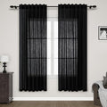 Black Semi Sheer Linen Curtains 72 inch Length by Nanspring