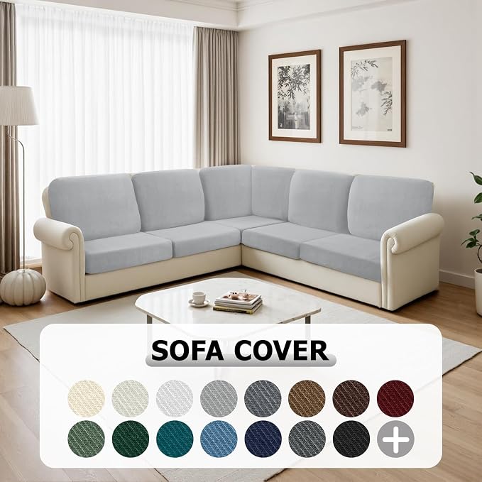 Arfntevss Velvet Corner Sectional Couch Covers Slipcovers L Shape Couch Cushion - Image 6