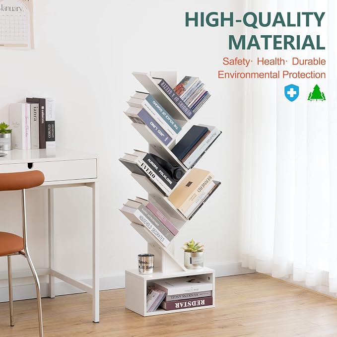 Yoobure Tree Bookshelf, 6 Tier Small Book Shelf Retro Floor Standing Bookcase - Image 7