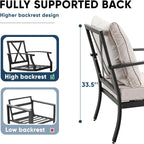 4 Piece Outdoor Patio Furniture Set, Oversized Metal Conversation Set - Image 3