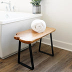 WELLAND Live Edge Cedar Bench, Farmhouse Entryway Bench - Image 3