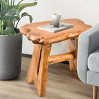 Wood Step Stool, Unique Design Live Edge Wood Stool, Freeform Natural Plant - Image 4