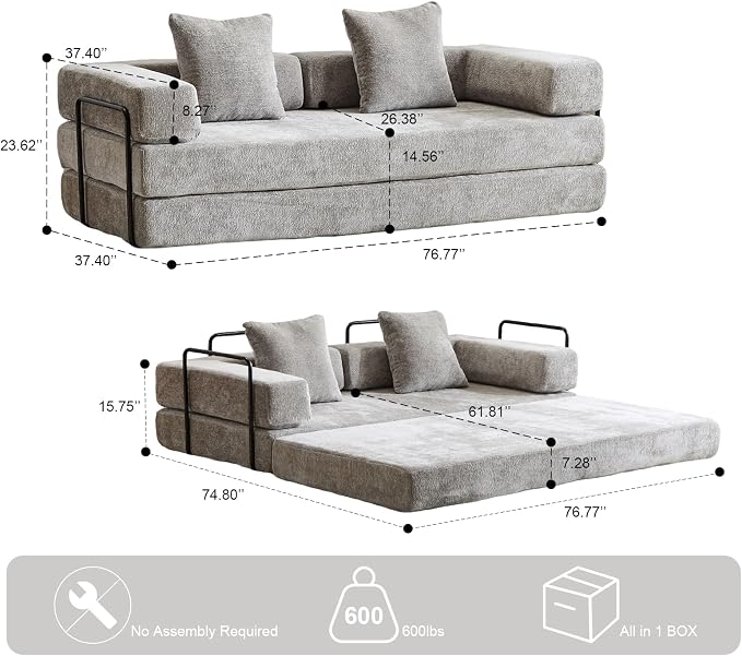 ZEIINPA Convertible Floor Sofa Bed - Image 2