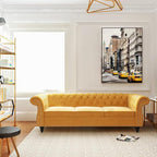 Mid-Century 3 Seater Sofa, Velvet Couch - Image 3