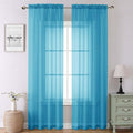 Turquoise Sheer Curtains 90 Inches Long 2 Panels, Elegant Gauzy Airy Light by Lecloud