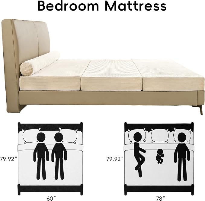 5-in-1 Convertible Sofa Bed, Corduroy Futon Couch Sleeper - Image 7
