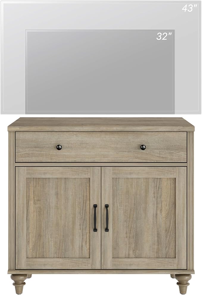 WAMPAT Farmhouse TV Stand for TVs Up to 43 inch, Wood Universal TV Stand - Image 3