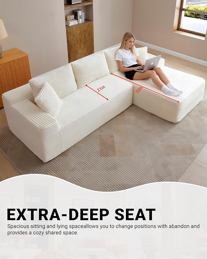 Cloud Sectional Couch, Corduroy Boneless Couches - Image 6