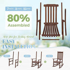 Flamaker Acacia Wood Patio Rocking Chair Set of 2, High Back and Widen Armrest - Image 4