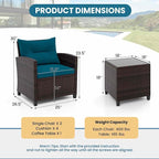 HAPPYGRILL 3 Pieces Patio Conversation Set, Outdoor Furniture Set PE Rattan - Image 9