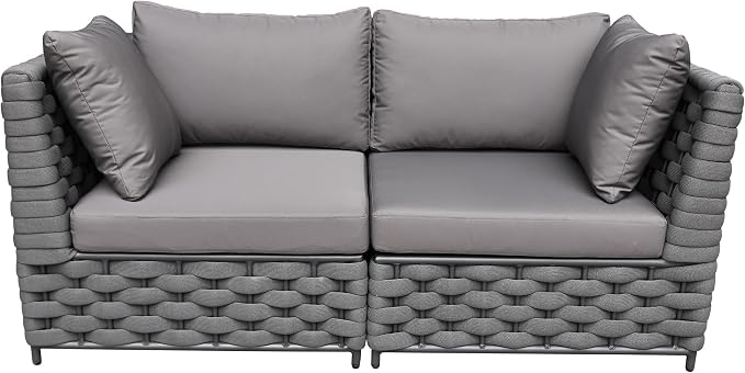 TWT Dark Gray 5-Piece Modular Outdoor Sofa, 5-Seater Free Combination Sectional - Image 5