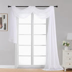Extra Long White Sheer Curtains 144 inch 2 Panels Set, Translucent Backdrop - Image 2