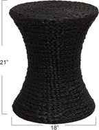 Household Essentials Hourglass Water Hyacinth & Iron Side Table, Stained Brown - Image 3