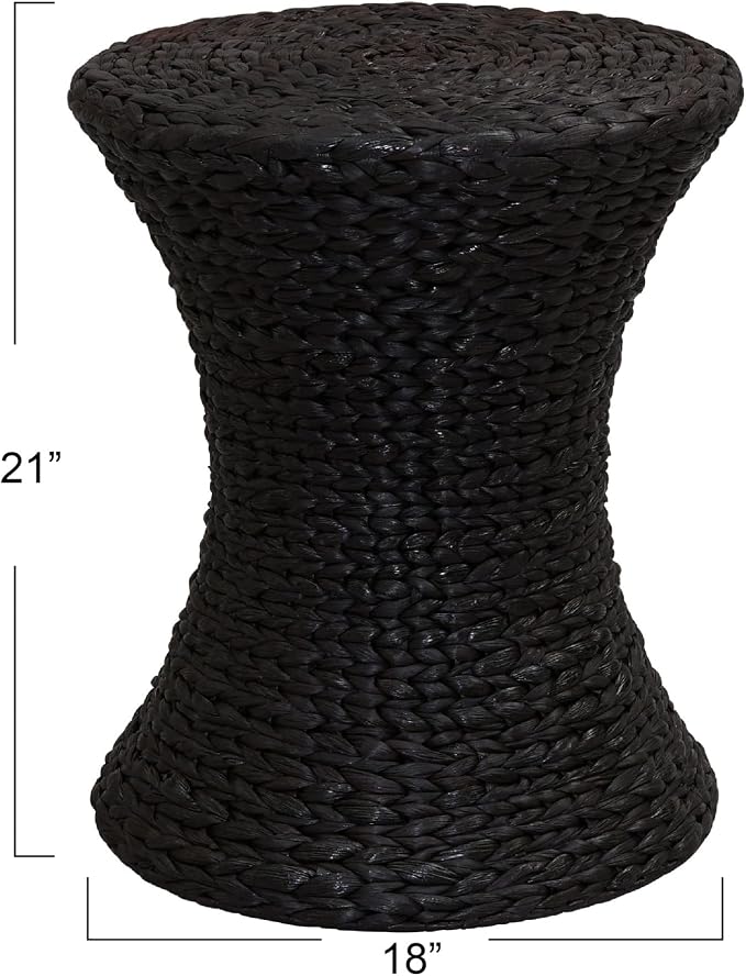 Household Essentials Hourglass Water Hyacinth & Iron Side Table, Stained Brown - Image 3