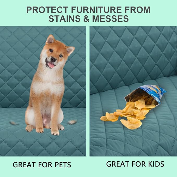 Reversible 45" Small Loveseat Sofa Covers, Friendly Furniture Protector - Image 5