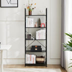DUMOS 5 Tiers Open Bookshelf, Classic Freestanding Tall Display Shelf, Sturdy - Image 2