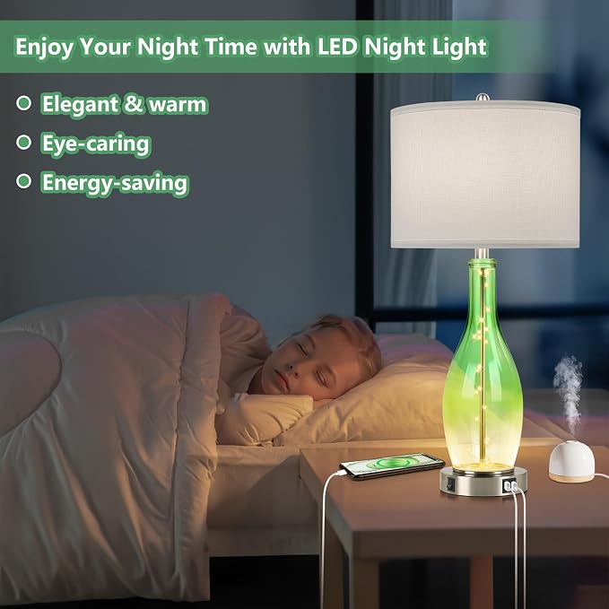 BesLowe 26in Tall Glass Table Lamps Set of 2 - Image 3