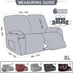 ANARACHON Leather Look Loveseat Recliner Cover, 6-Pieces Stretch Dual Recliner - Image 3