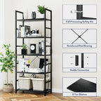 NUMENN 5 Tier Bookshelf, Tall Bookcase Shelf Storage Organizer, Modern Book - Image 5