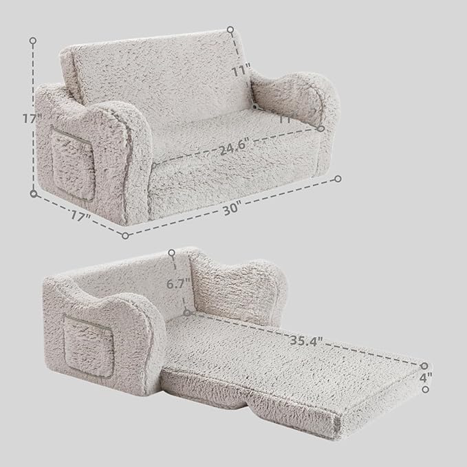 MOMCAYWEX Kids Sofa, 2-in-1 Flip-Out Foam Couch, Soft Play Lounge Chair - Image 3
