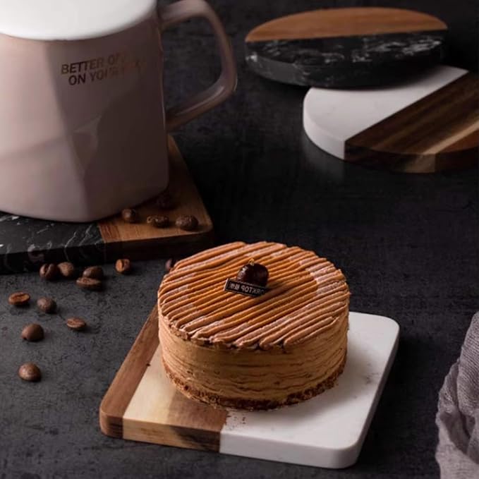 I-LAN 4-Piece Marble and Wood Coasters - Image 8