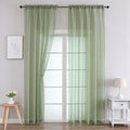 Sheer Green Curtains for Bedroom Living Room 90 Inches Long 2 Panels Set by WelvetBLK