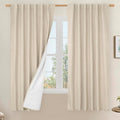 100% Blackout Natural Linen Curtains 68 Inches by LAMIT
