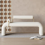 LOVEDIMA Modern White Line Tufted Bench Upholstered Entryway Bench Velvet - Image 7
