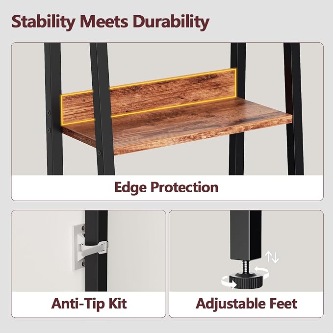 Furologee 6 Tier Ladder Shelf, Ladder Bookshelf - Image 4