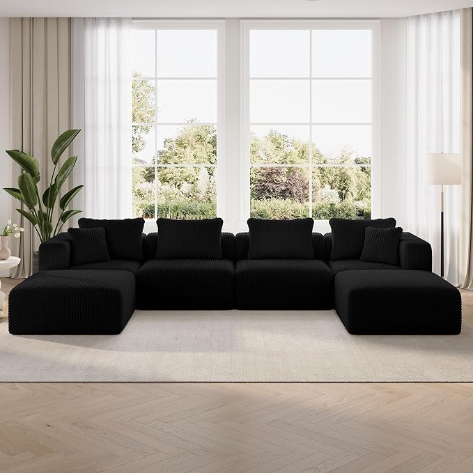 Novilla 141" Modular Sectional Sofa, Modern Cloud Sectional Couch by Novilla