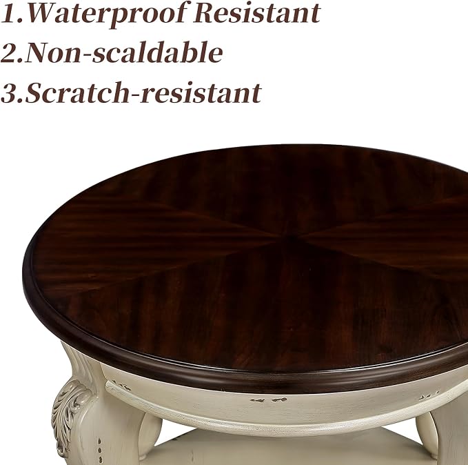 LKTART Round End Table, Victorian Vintage End Tables - Image 4