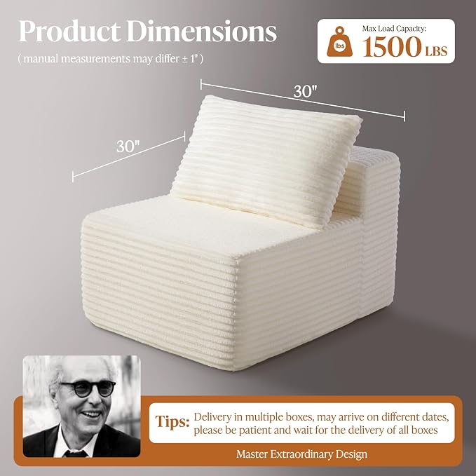 30" Cloud Sectional Couch Single Seat - Image 2