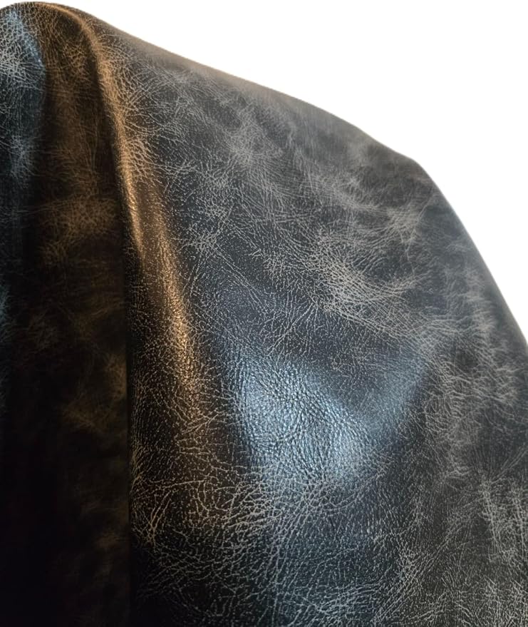 Black Vintage Distressed Soft Faux Leather Fabric PU Peta Approved Vegan - Image 2