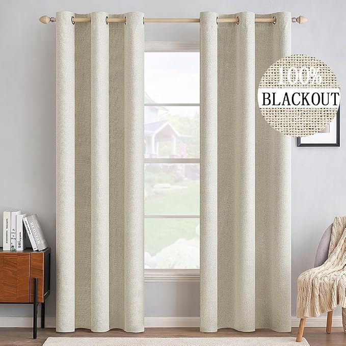 MIULEE 100% Blackout Linen Curtains by MIULEE