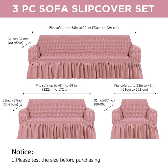 Fanfanwin 3 Pcs Sofa Slipcover Set - Image 2