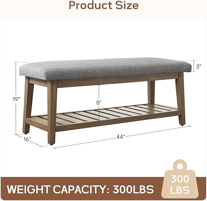 Zihanhome Entryway Bench, Chenille Upholstered Shoe Benches - Image 2
