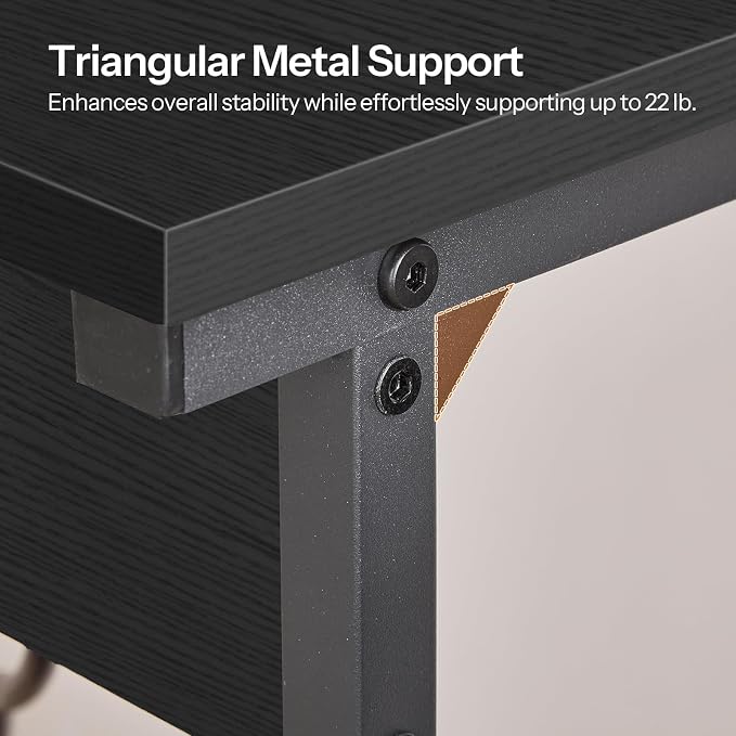 HOOBRO C-Shaped End Table with Charging Station, Adjustable Height Sofa Tray - Image 8