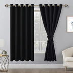 Blackout Curtains for Bedroom, 60 x 63 Inches Length Black 2 Panels | Thermal - Image 8