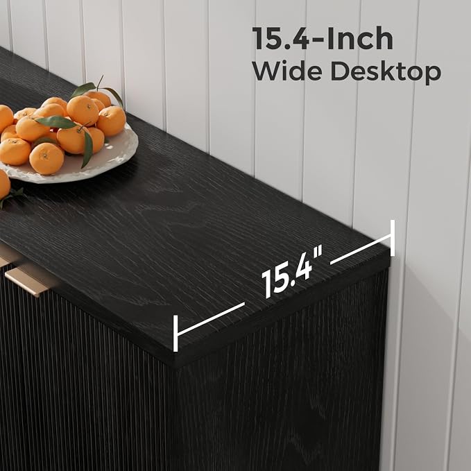 Homleke Buffet Cabinet with Storage, Modern Fluted Accent Sideboard with Doors - Image 4