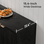 Homleke Buffet Cabinet with Storage, Modern Fluted Accent Sideboard with Doors - Image 4