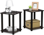 Furinno SIMPLISTIC Side Table Set of 2, 2-Tier Square Modern End Table - Image 5