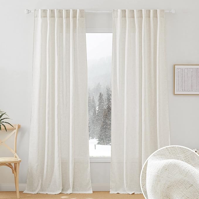 RYB HOME Linen Semi Sheer Curtains by RYBHOME