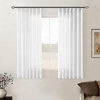 Snow White Short Pinch Pleat Linen Curtains 45 Inch Length 2 Panels Set | by Twodrapes